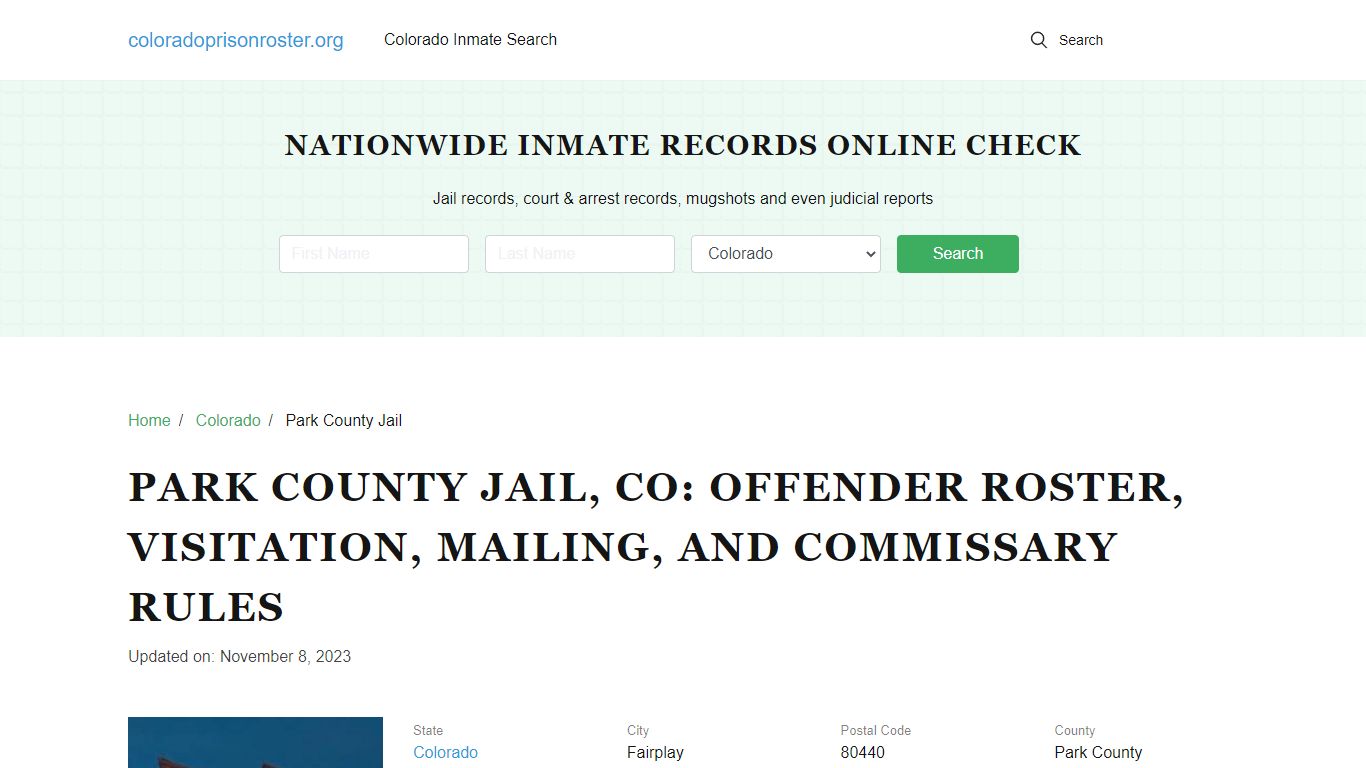 Park County Jail, CO: Inmate Lookup, Visitations, Contacts